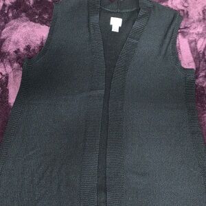 Chico's Black Sweater Vest Open-Front Cardigan Vest
